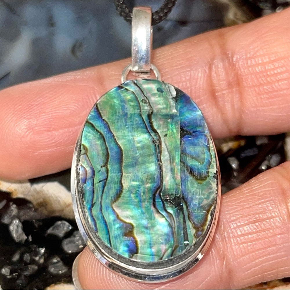 Iridescent Abalone Shell Pendant 1 7/8” - Picture 4 of 17